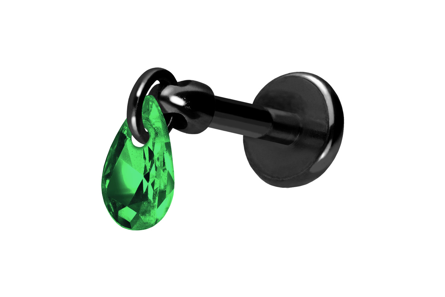 Titan Labret Piercing mit Push Fit KRISTALLTROPFEN